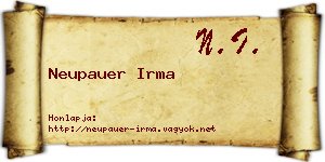 Neupauer Irma névjegykártya
